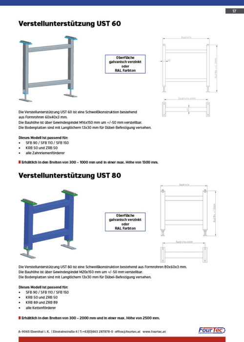 Verstellunterstützung UST 60, Verstellunterstützung UST 80