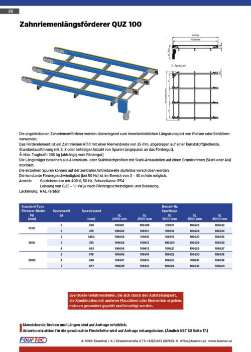 Zahnriemenlängsförderer QUZ 100