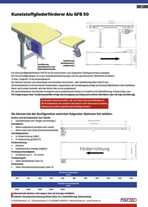 Kunststoffgliederförderer Alu GFB 50