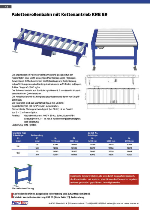 Palettenrollenbahn mit Kettenantrieb KRB 89