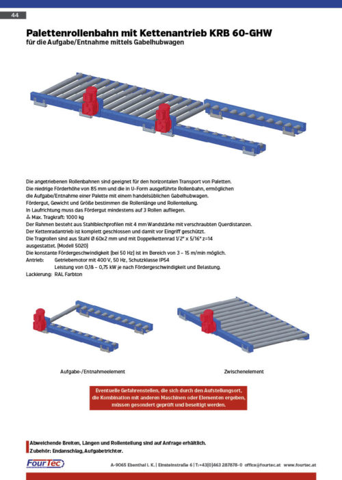 Palettenrollenbahn mit Kettenantrieb KRB 60-GHW