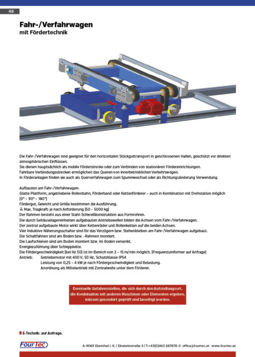 Fahr-/Verfahrwagen mit Fördertechnik