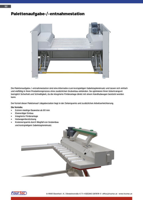 Palettenaufgabe-/-entnahmestation