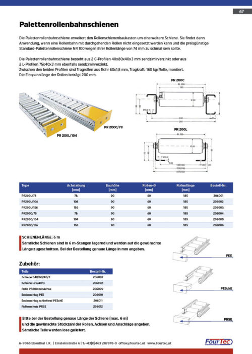 Palettenrollenbahnschienen