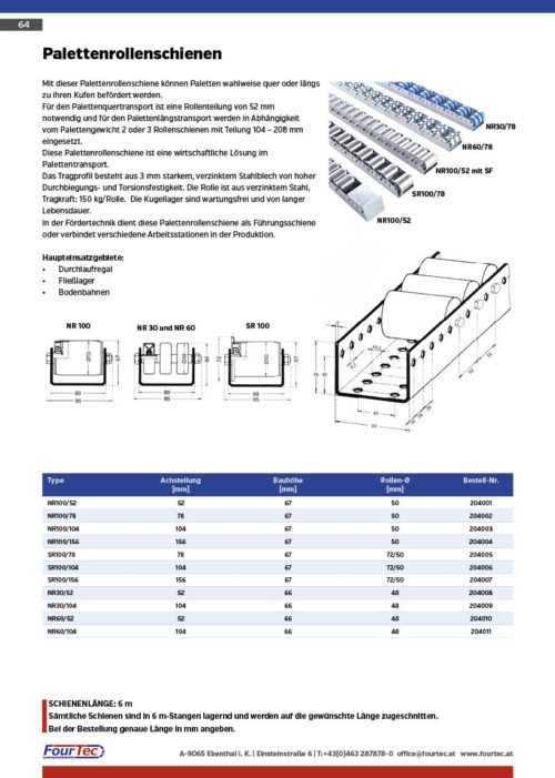 Palettenrollenschienen