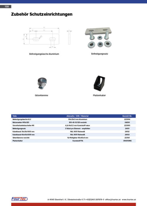 Zubehör Schutzeinrichtungen