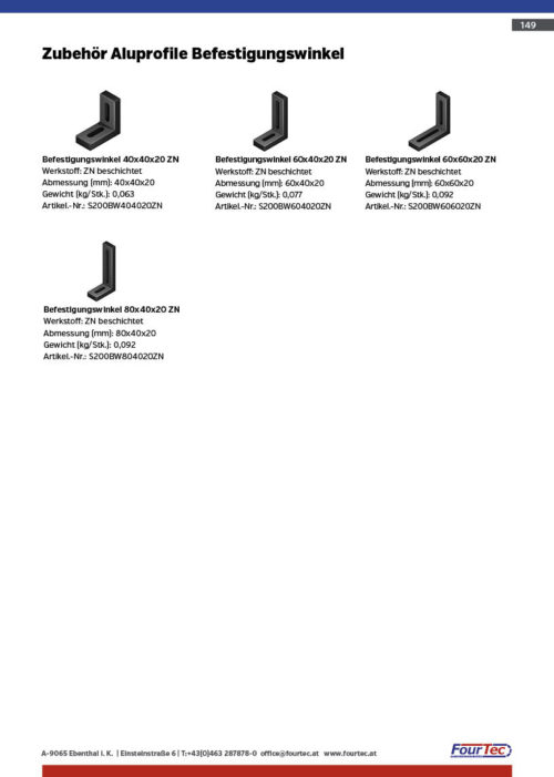 Zubehör Aluprofile Befestigungswinkel
