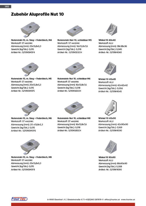Zubehör Aluprofile Nut 10