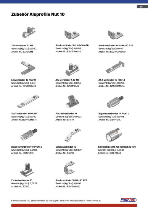 Zubehör Aluprofile Nut 10
