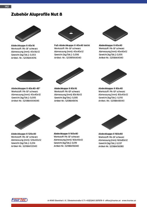 Zubehör Aluprofile Nut 8