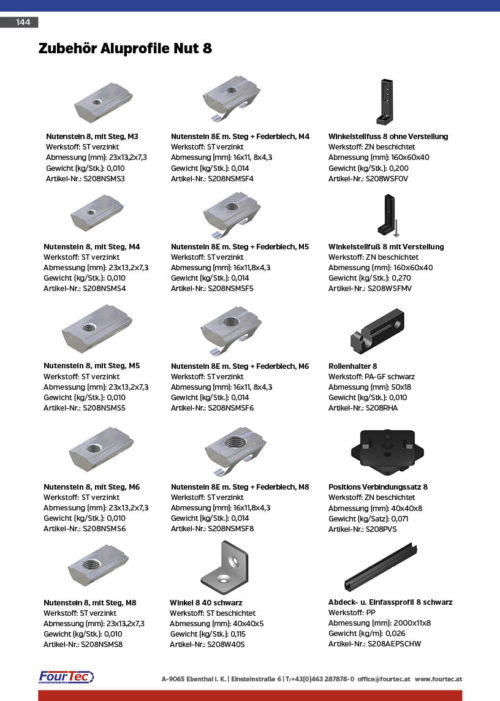 Zubehör Aluprofile Nut 8