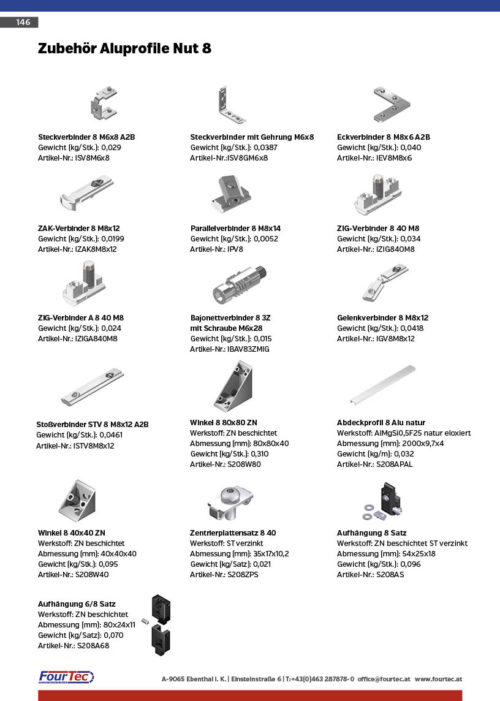 Zubehör Aluprofile Nut 8