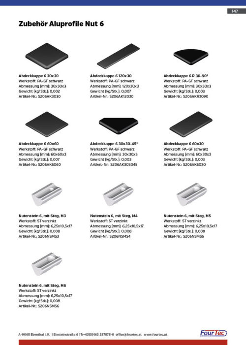 Zubehör Aluprofile Nut 6