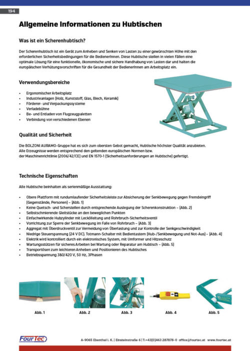 Allgemeine Informationen zu Hubtischen
